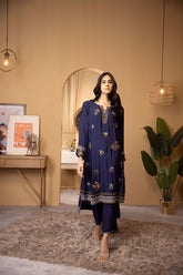 DA-2118 NAVY BLUE 2PCS  EMBROIDERED KURTA WITH TROUSER